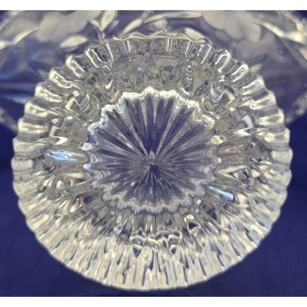 VTG‎ Crystal Vase Princess House Frosted Floral, Ruffled Flared Rim 1970 B#22
